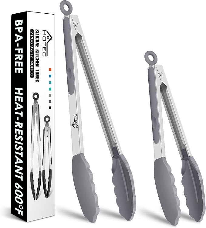 HOTEC Premium Stainless Steel Locking Kitchen Tongs by Hotec