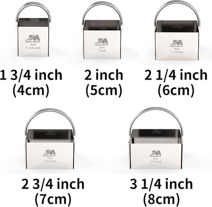 Square Biscuit Cutter Set 1.75inch 2inch 2.25inch 2.75inch 3.25inch, Stainless - Image 2