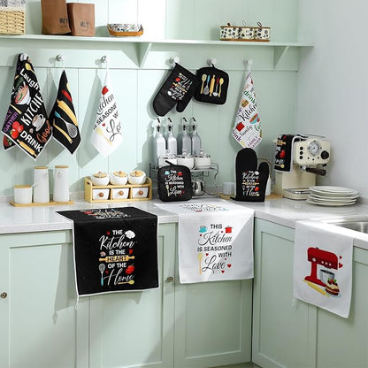 12 Pcs Farmhouse Kitchen Decoration Set 4 Funny Quote Black Kitchen Towels 4 - Image 7