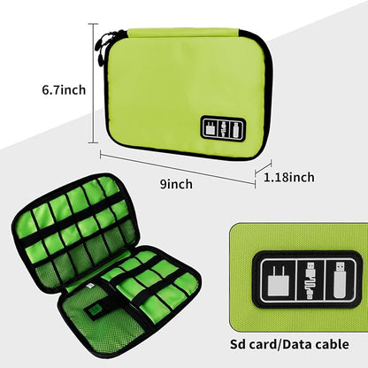 Electronics Organizer Travel Case,Electronic Accessories Storage Bag,Portable Waterproof Cable Organizer Bag,Travel Cord Organizer Bags for Small Charging Cord Storage,SD Card-Green