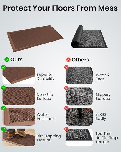 HAMARA Front Door Mat for Outside Entrance 35.5"x17" – Anti-Slip Dirt-Trapping - Image 8
