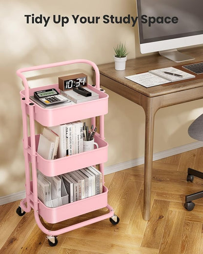 Pipishell 3 Tier Mesh Utility Cart, Rolling Metal Organization Cart - Image 7