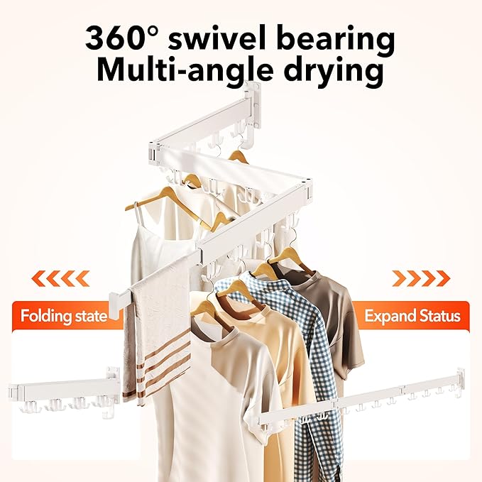 Clothes Drying Rack Wall Mounted,Drying Rack Clothing Wall Mount,Laundry Drying Rack,Collapsible Dying Racks for Laundry
