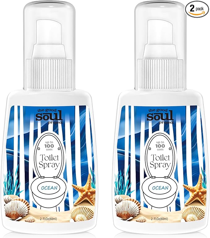 Toilet Spray, Ocean Scent, Eliminates Bathroom & Toilet Odors, Travel Size Air by THEGOODSOULPROJECT