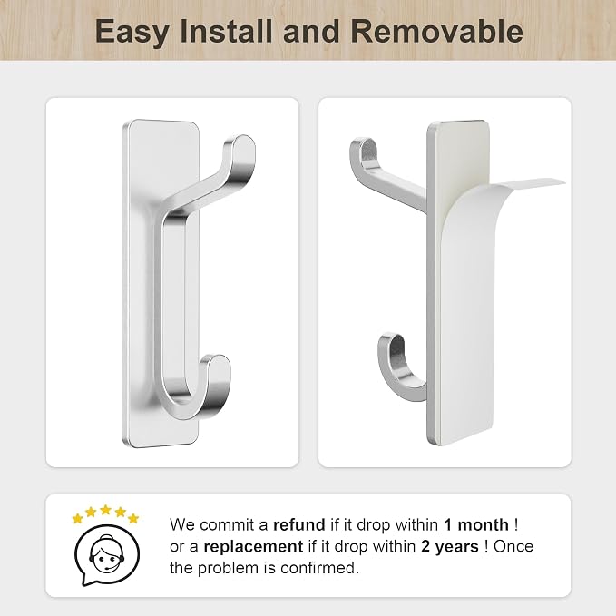 pickpiff Wall Hooks for Coat and Towel: 13LB Adhesive Door Hanger Stick on - Image 3