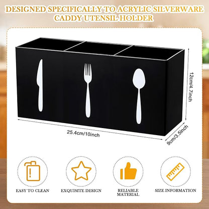 Suzile Acrylic Cutlery Storage Organizer Bin Silverware Caddy Countertop Knife - Image 2
