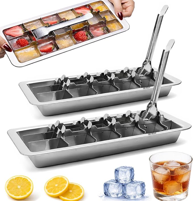 Stainless Steel Ice Cube Trays, Metal Ice Cube Trays by Unknown