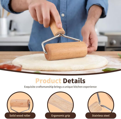 Pastry and Pizza Baking Roller Pin, Non Stick Wood Rolling Pins - Image 5