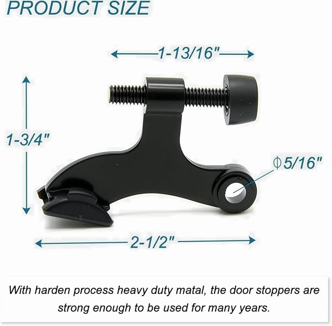 4 Pack Hinge Pin Black Door Stopper, Adjustable Heavy Duty Hinge Pin Door Stop - Image 3