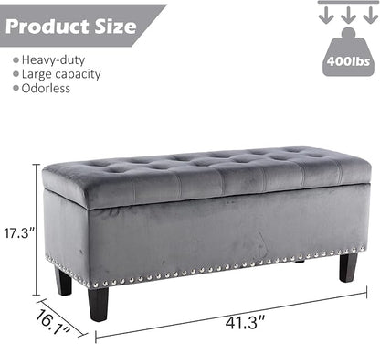 Ottoman with Storage, Storage Ottoman Bench with Button-Tufted, Upholstered End - Image 2
