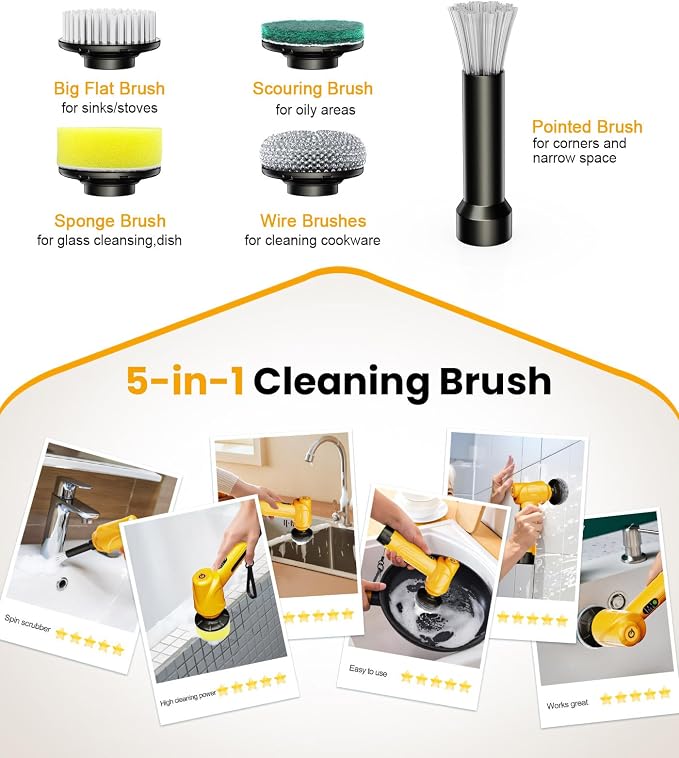 qimedo 5000mAh Battery Electric Spin Scrubber Q4, Handheld Scrubber - Image 7