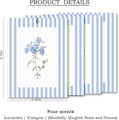 Rustic Blue Floral Car Air Freshener 4 Pcs, Preppy Blue Striped Flower Hanging - Image 4
