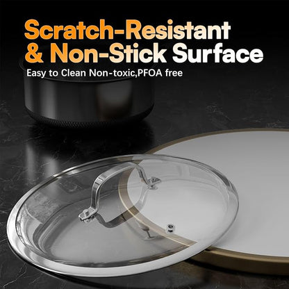 Sauce pan with Lid, KURRUNGIE 1.5 & 2.8 QT Hybrid Stainless Steel Cookware Set - Image 5