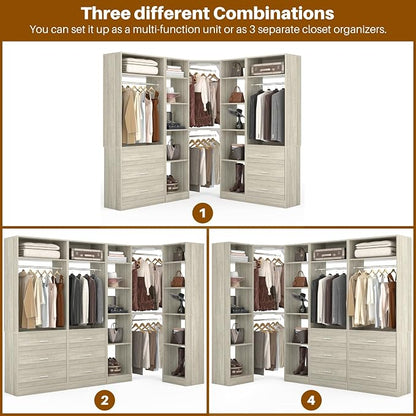 Corner Closet System with 6 Drawers, Closet Organizer System with 14 Shelves & - Image 5