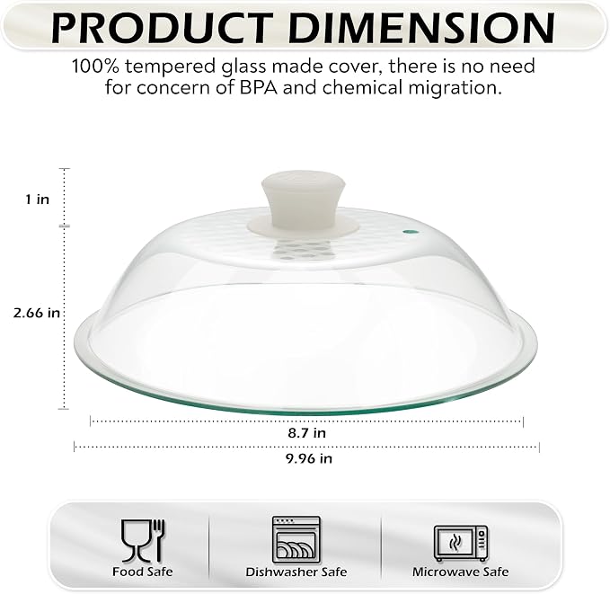 OEC Lighter Weight Tempered Glass Microwave Splatter Cover - Image 2