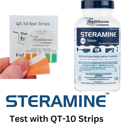 Pack of 6 Steramine Sanitizing Tablets w/ 30x QT-10 Test Strips by FryOilSaver - Image 3