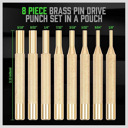 SWANLAKE 8-Piece Brass Punch Set, Removing Repair Tool1/8" - Image 3