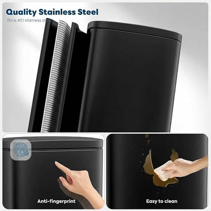 13.2 Gal Kitchen Trash Can, 50L Recycling or Garbage Bin, Brushed Stainless - Image 3