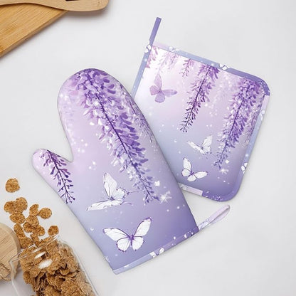 Oven Mitts and Pot Holders Lavender Butterfly Light Purple Flower Silicone - Image 6
