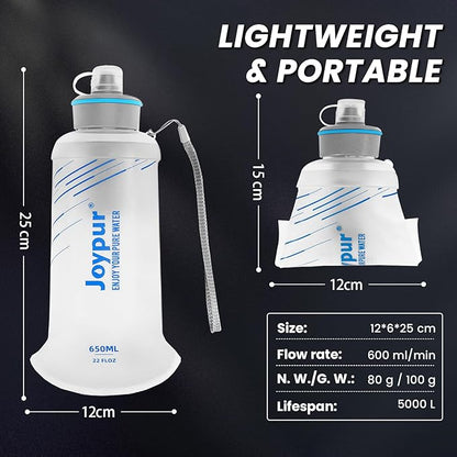 Water Filter Survival - 650ml Collapsible Water Bottle with Filter Squeeze Filter Bottle Befree or Peak Series for Hiking Backpacking Camping,with NSF/FDA Certification BPA-Free(White)