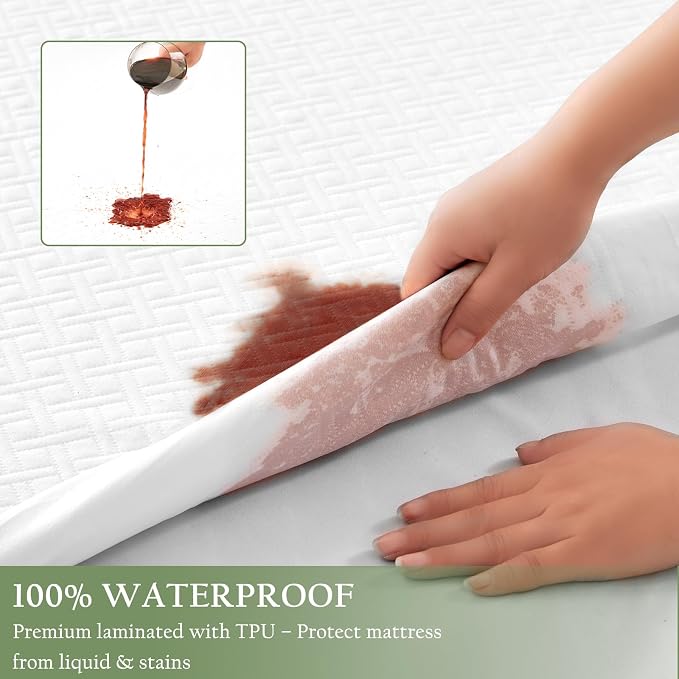 100% Waterproof Twin Mattress Protector, Breathable Bamboo Rayon Mattress Cover - Image 3