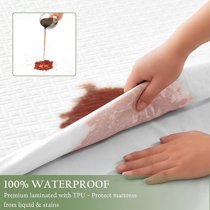 100% Waterproof Twin Mattress Protector, Breathable Bamboo Rayon Mattress Cover - Image 3