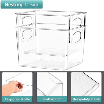 Sorbus 8 Pack Medium Clear Plastic Storage Bins, Refrigerator, Under Sink - Image 5