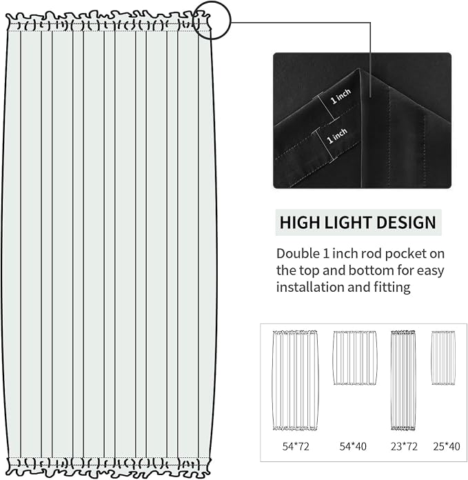 DWCN French Door Curtains – Rod Pocket Thermal Blackout Curtain - Image 3