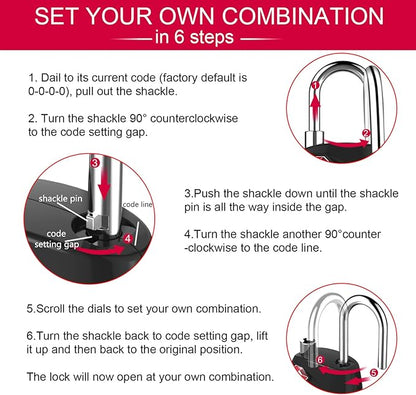 ZHEGE Suitcase Lock TSA Approved, 4 Digit Combination Luggage Lock Resettable for Backpack, Briefcase, Tent, Small Gym Locker Padlock (Black)