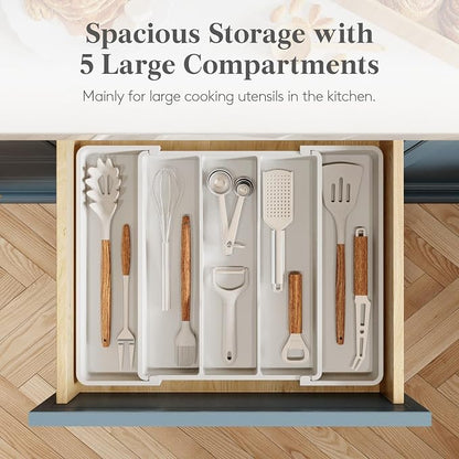 Lifewit Utensil Organizer for Kitchen Drawers, Expandable Cooking Utensil Tray - Image 3