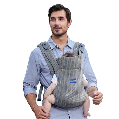 Baby Carrier Newborn to Toddler,Newborn Carrier(7-25lbs) with Head Support, Cozy Baby Wrap Carrier, with Hook&Loop for Easily Adjustable, Soft Fabric (Breathable Black) (Summer-Gray)