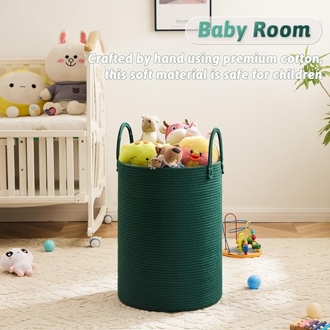 Laundry Basket, Woven Cotton Rope Laundry Hamper, 100L - Image 4