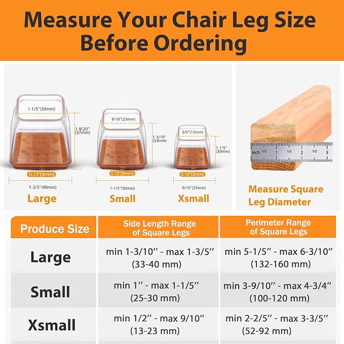 36Pcs Square Chair Leg Floor Protectors, Felt Furniture Pads - Image 4