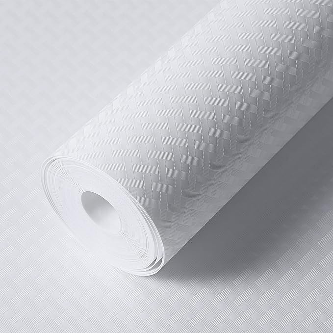 Shelf Liners for Kitchen Cabinets Refrigerator Liners Waterproof Kitchen Cupboard Liner Non-Slip Drawer Mats EVA Material Non Adhesive Fridge Liner for Shelves - White 17.5 x 236.2 Inches x 2 Rolls