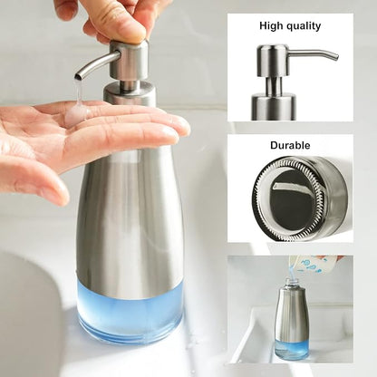AUMIO 2 Pack Soap Dispenser Stainless Steel Case Glass Liner Hand Pump Dispenser - Image 4