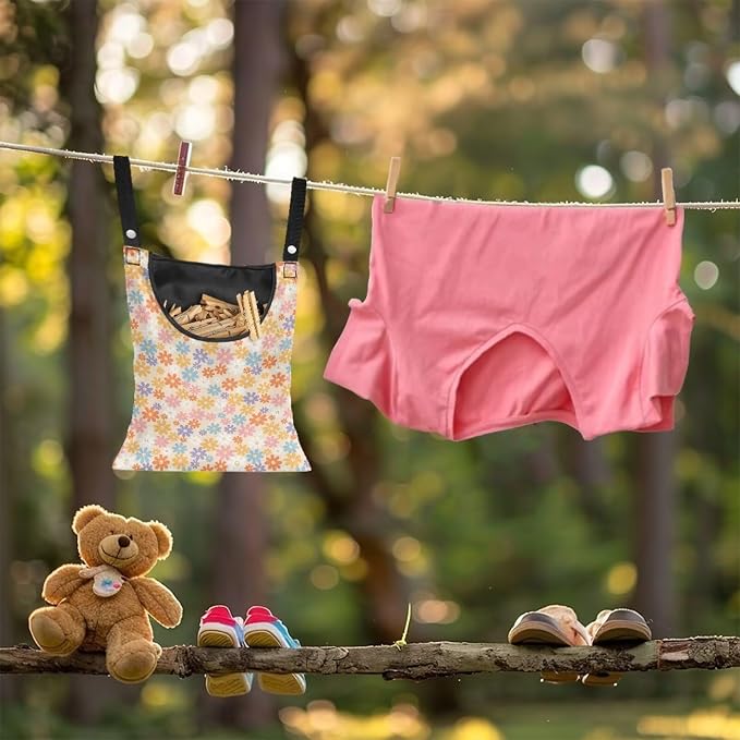 2 Pcs Flower Clothes Pin Hanging Bag, Clothespin Bag Organizer Clothes Pin Bag - Image 3