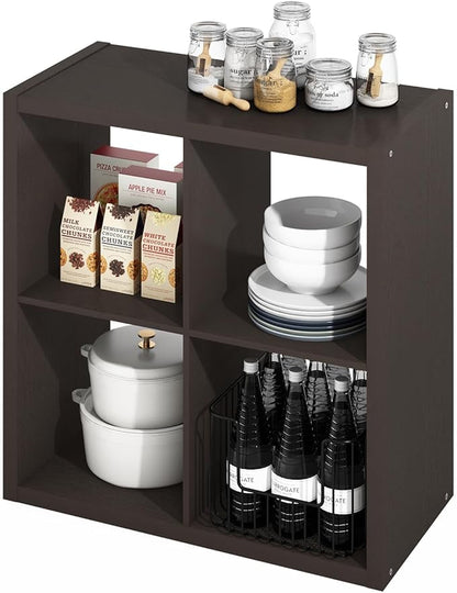 Furinno HERMITE Kitchen Island, 4-Cube Coffee Bar, Extra Thick Kitchen Storage by Furinno-FitsYourSpaceFitsYourBudget
