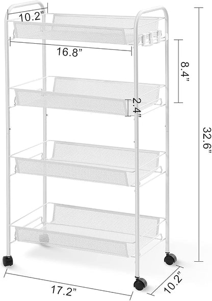 TOOLF 4-Tier Rolling Cart, Metal Utility Cart - Image 9
