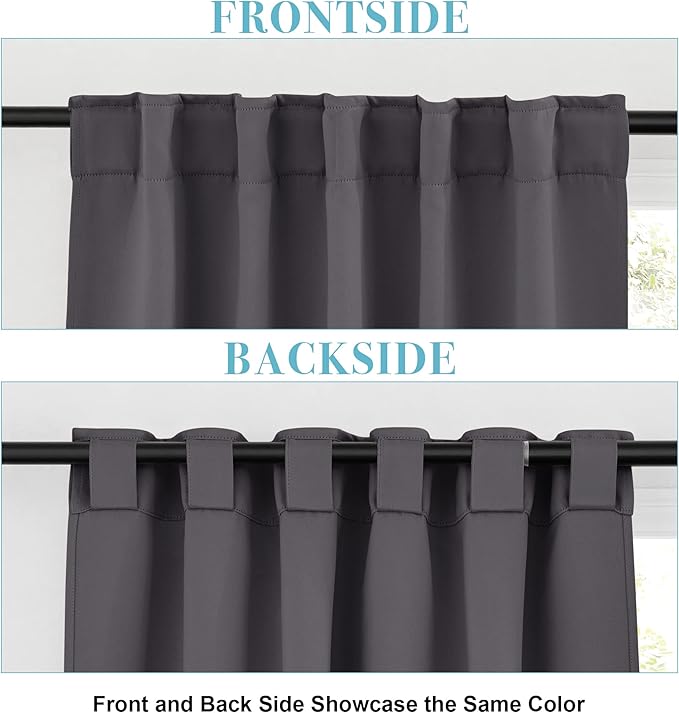 RYB HOME Bathroom Curtains Blackout - Thermal Insulating Privacy Small Window Curtains Short for Bedroom Basement Kitchen Kids Nursery Closet Cabinet, Wide 42 x Long 30 inches, 2 Panels, Grey