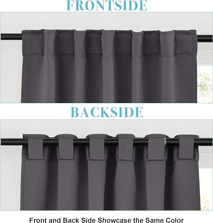 RYB HOME Blackout Curtains 80 inches Long Thermal Insulating Large Window Curtains for Living Room Sliding Glass Door Dining Home Office Backdrop, Grey, W 42 x L 80 per Panel, 2 Panels