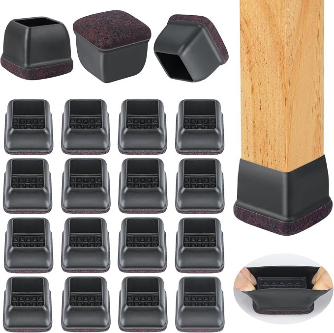 16 Pcs Chair Leg Floor Protectors Square, Silicone Chair Leg Protectors by Jeaoouu
