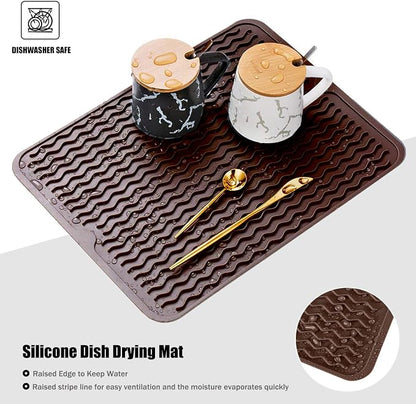 Silicone Dish Drying Mat, Non-Slip Easy Clean Sink Mat Large Heat-resistant - Image 3