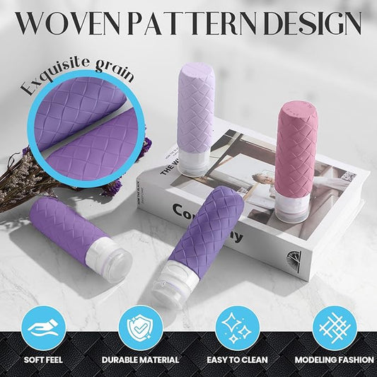 Travel Bottles for Toiletries, TSA Approved Silicone Travel Size Containers for Toiletries, BPA Free Leak Proof Refillable Essentials Accessories, Shampoo and Conditioner Bottles (Purple)