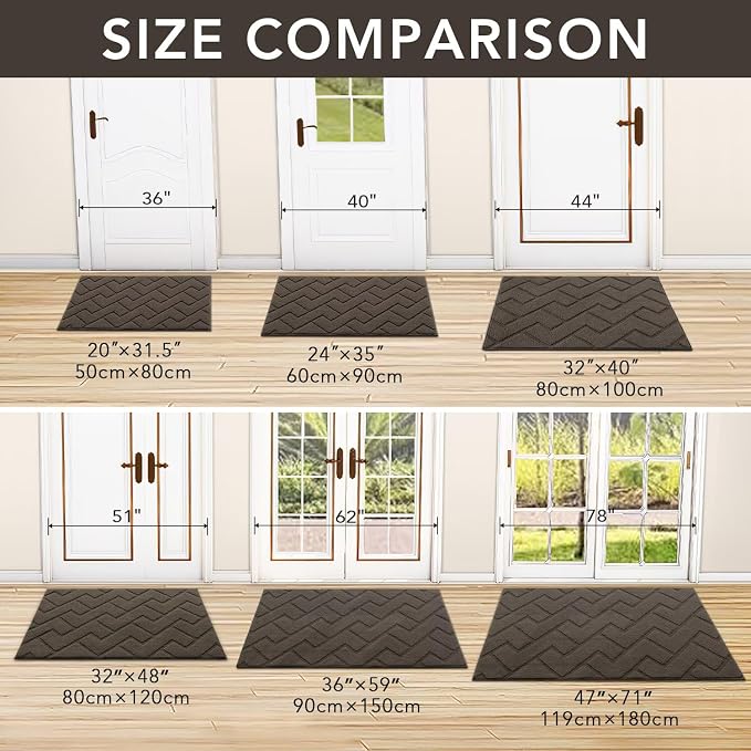 hicorfe Indoor Door Mat, Non Slip Door Mats, Absorbent Resist Dirt Entrance - Image 5