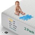 OhGeni 100% Waterproof Mattress Protector, Mini Crib-2 Pack Size Mattress Pad, Fits 6"-20" Mattresses with Deep Pocket, Cooling, Breathable Fitted Sheets, Soft Bed Cover, Noiseless, Machine Washable