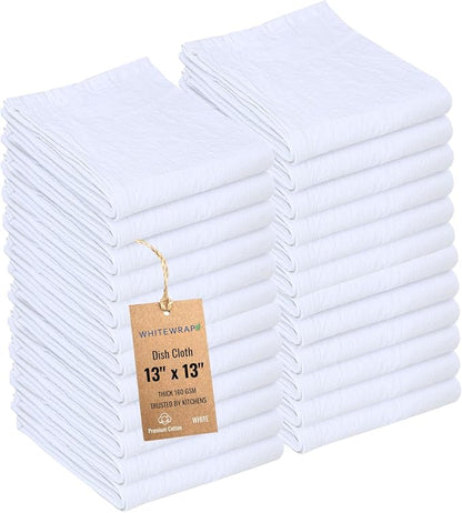 Dish Cloths Cotton| Kitchen Wash Cloth| Shop Towels Absorbent and Lint Free by WHITEWRAP