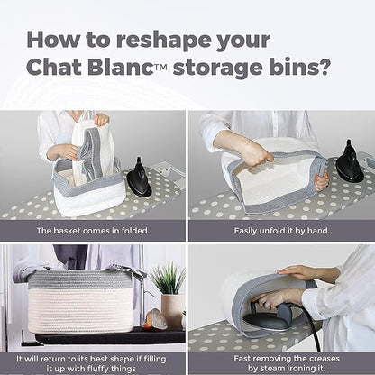 CHAT BLANC Cotton Rope Baskets for Organizing | Storage Baskets for Shelves | - Image 7