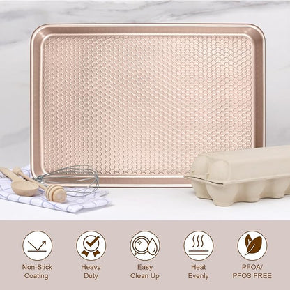 Wildone Baking Sheet Pan Set, Honeycomb Embossed Nonstick Baking Sheet 15x10 In - Image 7