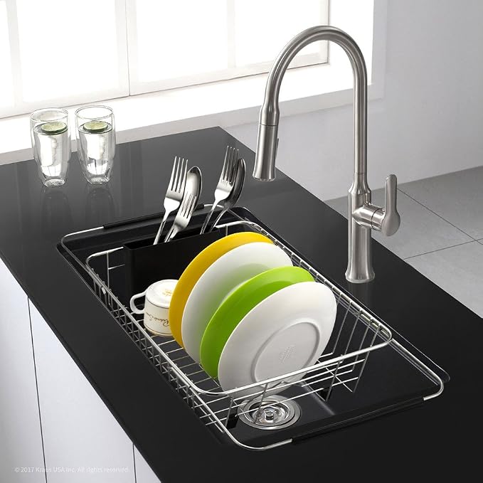 SANNO Expandable Dish Drying Rack Over Sink Dish Rack Shelf in Sink or On - Image 9