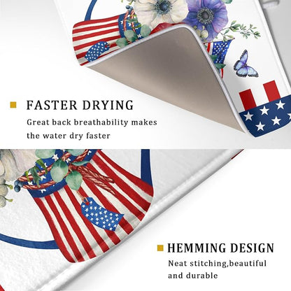 Patriotic American Flag Dish Drying Mat 18x24 Inch Spring Summer Flower 4th of - Image 3